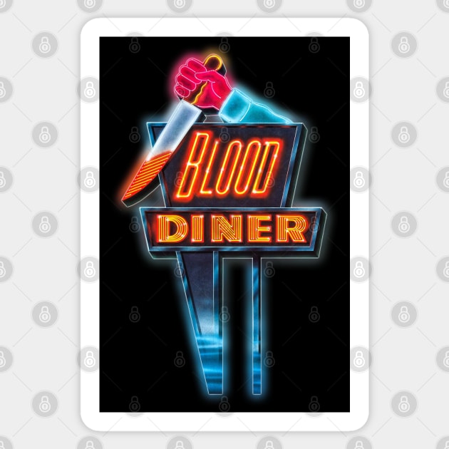 Blood Diner )( Retro Cult Classic Horror Fan Art Sticker by darklordpug
